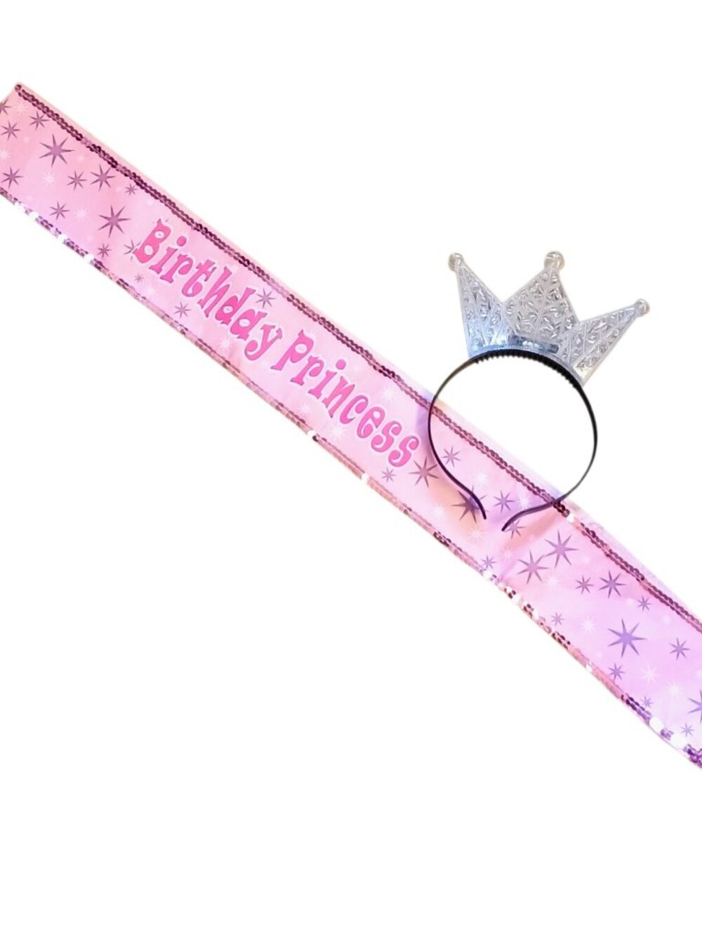 Light Up Princess Crown and Pink Birthday Princess Bundle